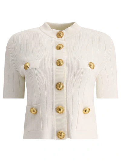 Shop Balmain 6-buttons Cardigan In White