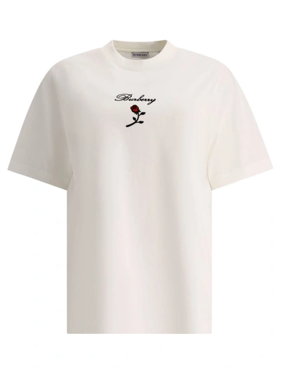 Shop Burberry Rose Cotton T-shirt In White