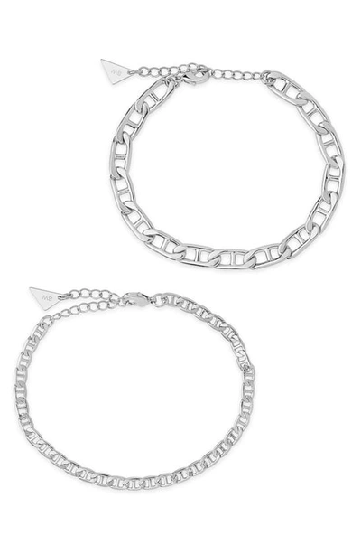 Shop Sterling Forever Anchor Chain Bracelet Set In Silver
