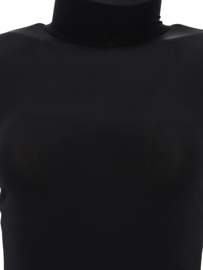 Shop Nensi Dojaka High Neck Top With Godet Cuffs In Black