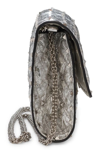 Shop Valentino Small Rockstud Spike Leather Shoulder Bag In Yj1 Silver/ Palladium