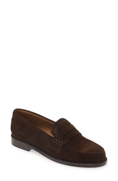 Shop Golden Goose Jerry Suede Penny Loafer In Ebony