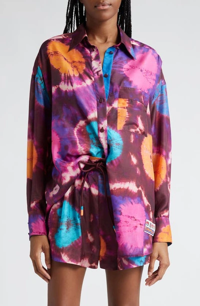 Shop Zimmermann Acadian Relaxed Silk Shirt In Tie Dye Multi