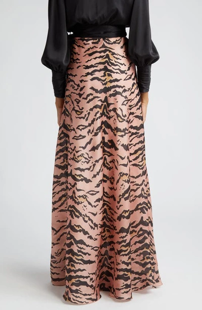 Shop Zimmermann Matchmaker Flare Silk Satin Maxi Skirt In Pink Tiger