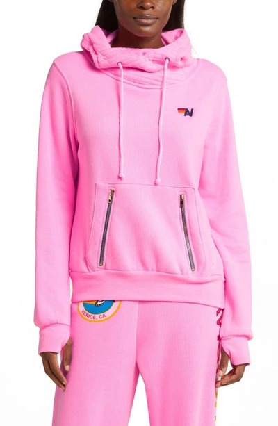 Shop Aviator Nation Bolt Ninja Cotton Blend Hoodie In Neon Pink/ Mint