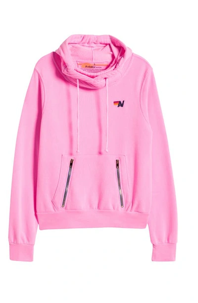 Shop Aviator Nation Bolt Ninja Cotton Blend Hoodie In Neon Pink/ Mint