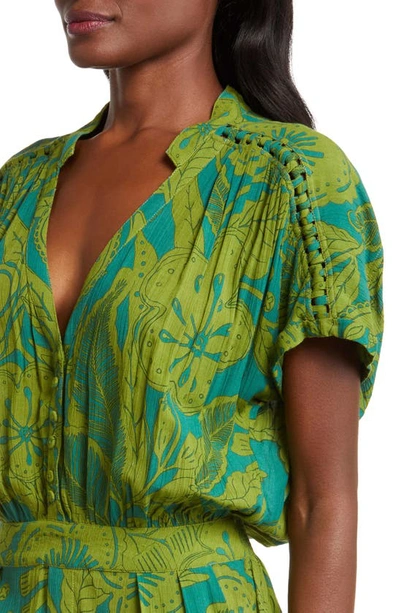 Shop Poupette St Barth Becky Floral Cover-up Jumpsuit In Green