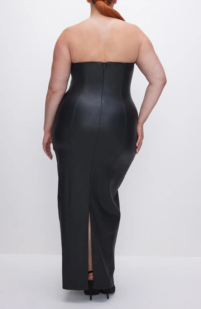 Shop Good American Tube Faux Leather Maxi Dress In Black001
