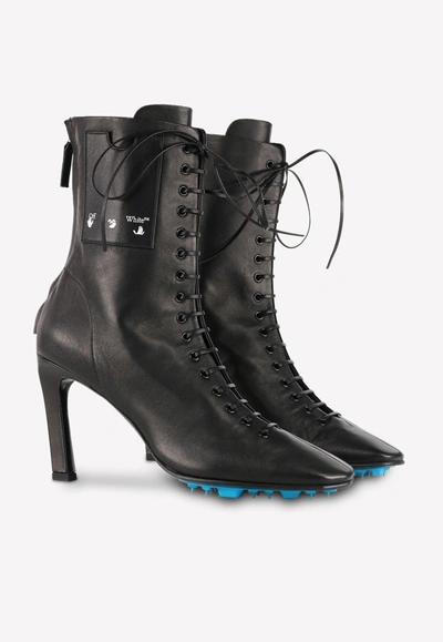 Shop Off-white 100 Lace-up Ankle Boots In Leather In Black