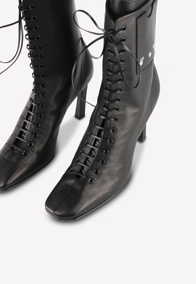 Shop Off-white 100 Lace-up Ankle Boots In Leather In Black