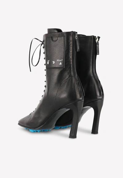 Shop Off-white 100 Lace-up Ankle Boots In Leather In Black