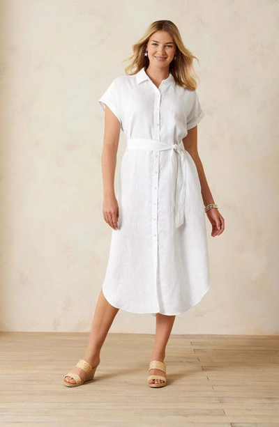 Shop Tommy Bahama Coastalina Linen Midi Shirtdress In White