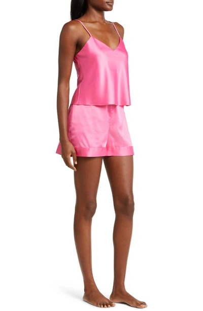 Shop Natori Glamour Satin Short Pajamas In Pink Grapefruit