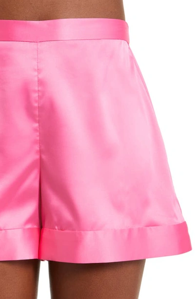 Shop Natori Glamour Satin Short Pajamas In Pink Grapefruit