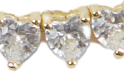 Shop Argento Vivo Sterling Silver Cubic Zirconia Heart Tennis Necklace In Gold