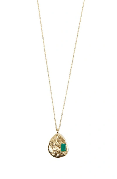Shop Argento Vivo Sterling Silver Green Onyx Pendant Necklace In Gold