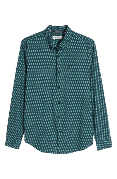 Shop Original Penguin Diamond Stretch Oxford Button-down Shirt In June Bug