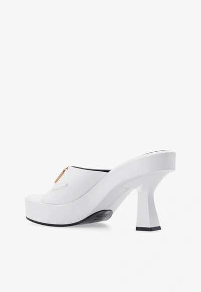 Shop Versace 100 Medusa Platform Mules In Calf Leather In White
