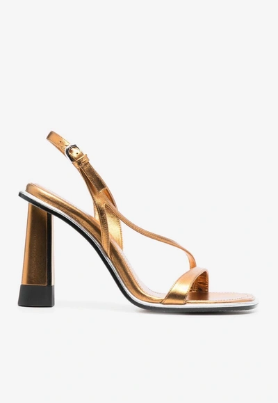 Shop Etro 100 Metallic Leather Sandals In Gold