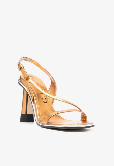 Shop Etro 100 Metallic Leather Sandals In Gold