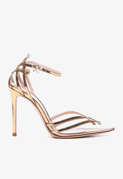 Shop Gianvito Rossi 100 Pointed Pumps In Metallic Leather