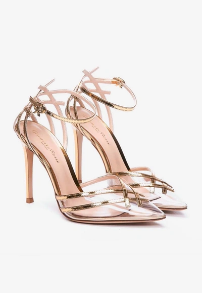 Shop Gianvito Rossi 100 Pointed Pumps In Metallic Leather