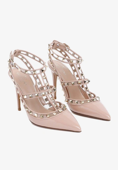 Shop Valentino 100 Rockstud Pumps In Patent Leather In Rose