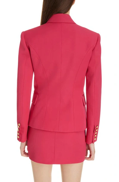Balmain Double-breasted Wool Blazer In Pink