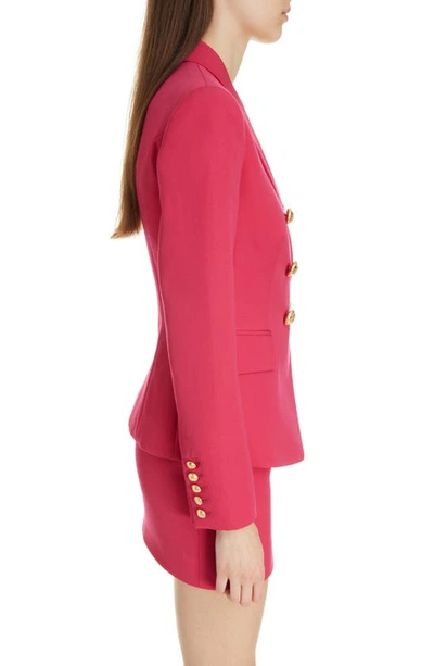 Balmain Double-breasted Wool Blazer In Pink