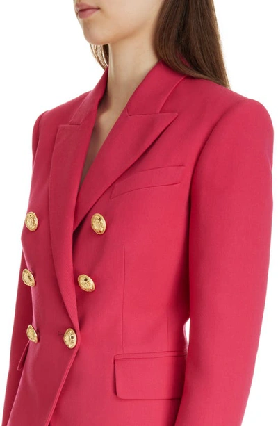 Balmain Double-breasted Wool Blazer In Pink