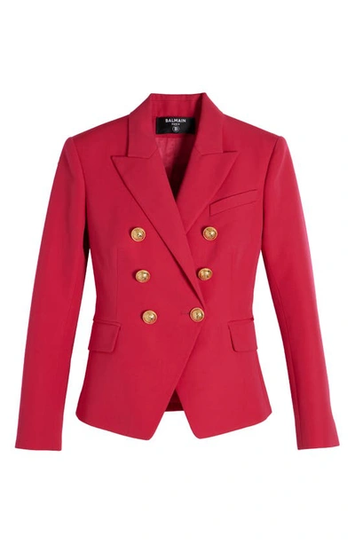 Balmain Double-breasted Wool Blazer In Pink