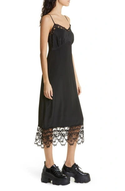 Simone Rocha Floral-jacquard Silk-satin Midi Slip Dress In Black