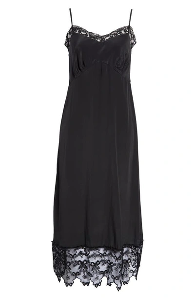Simone Rocha Floral-jacquard Silk-satin Midi Slip Dress In Black