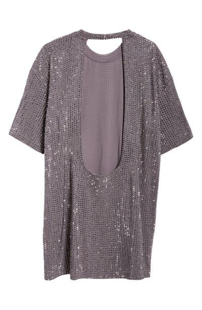 Shop Area Crystal Embellished Ponte Jersey T-shirt Dress In Charcoal
