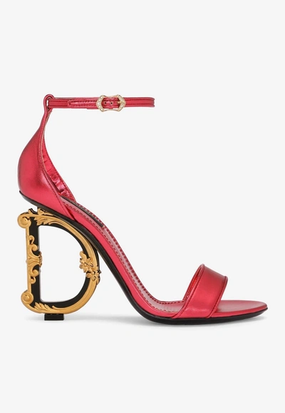 Shop Dolce & Gabbana 105 Baroque Logo Nappa Mordore Sandals In Red