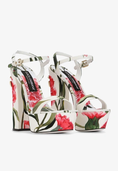 Dolce & Gabbana 105 Carnation-printed Platform Sandals In Multicolor
