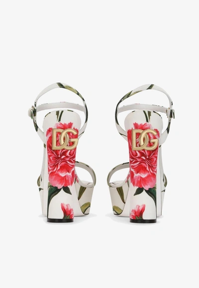 Dolce & Gabbana 105 Carnation-printed Platform Sandals In Multicolor