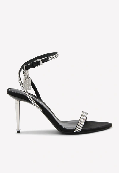 Tom Ford Crystal Stones Padlock Pointy Naked Sandal 105 In Crystal