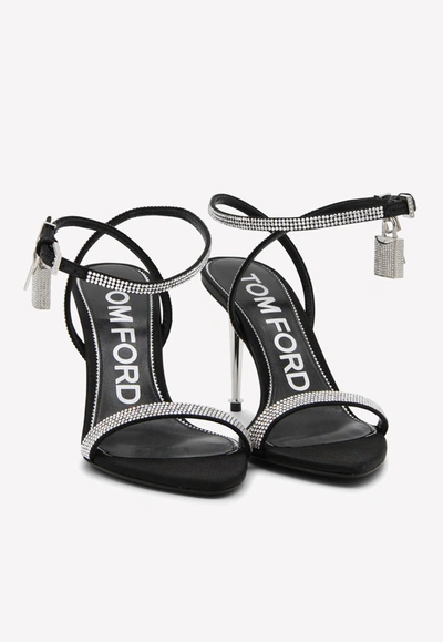 Tom Ford Crystal Stones Padlock Pointy Naked Sandal 105 In Crystal