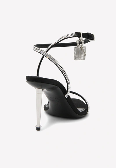 Tom Ford Crystal Stones Padlock Pointy Naked Sandal 105 In Crystal