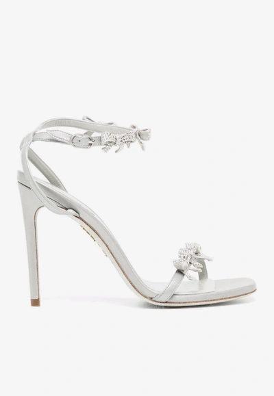 Shop René Caovilla 105 Crystal-embellished Bows Sandals In Silver