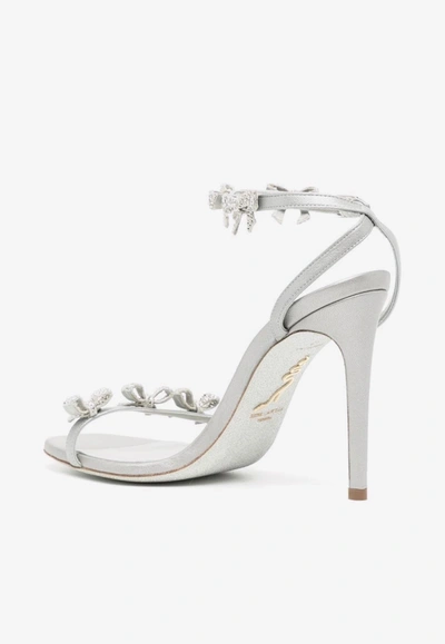 Shop René Caovilla 105 Crystal-embellished Bows Sandals In Silver