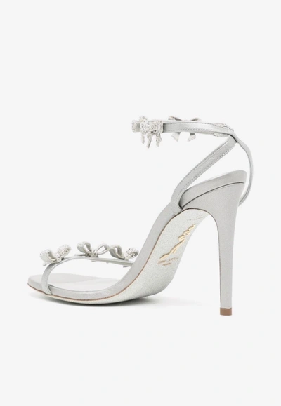 René Caovilla 105 Crystal-embellished Bows Sandals In Silver