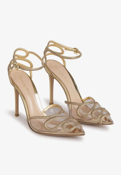 Shop Gianvito Rossi 105 Crystal-embellished Pumps In Gold