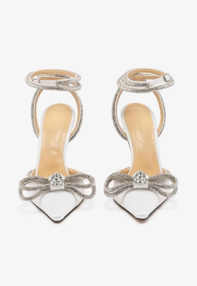 Mach&mach 110mm Triple Heart Satin Pumps In White