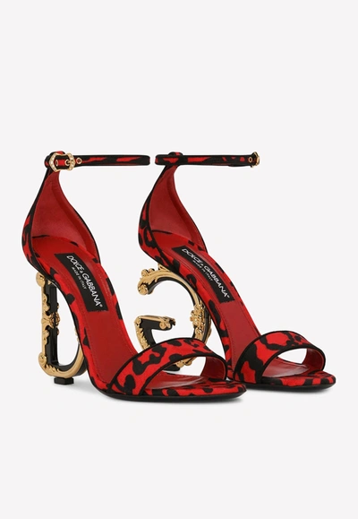 Shop Dolce & Gabbana 105 Leopard Print Baroque Dg Sandals In Red