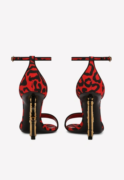 Dolce & Gabbana Leopard-print Brocade Sandals With Baroque Dg Detail In Red
