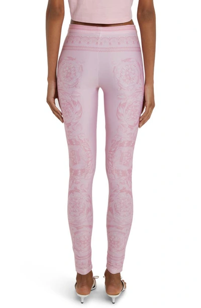 Shop Versace Baroque Print Leggings In Pale Pink