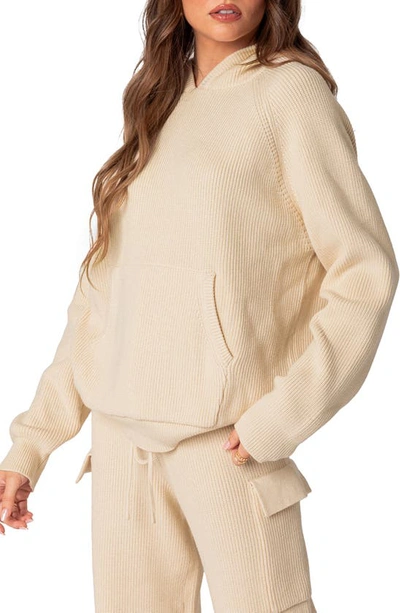 Shop Edikted Wynter Oversize Hooded Sweater In Cream