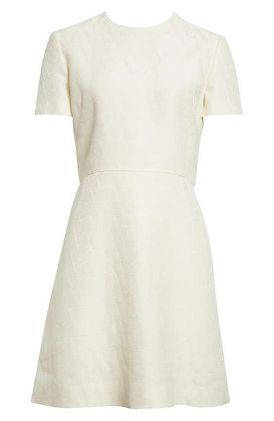 Shop Valentino Iconograph Crystal Collar Virgin Wool & Silk Tweed Minidress In Avorio